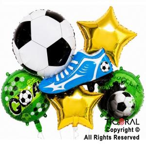 SET DE GLOBOS METALIZADO FUTBOL BOTIN ARGENTINA 5 UNIDADES